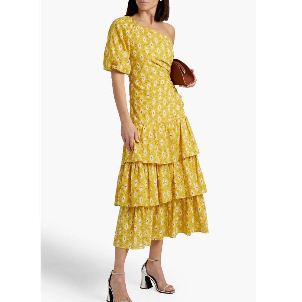 Veronica Beard Virginia One-Sleeve Midi Dress